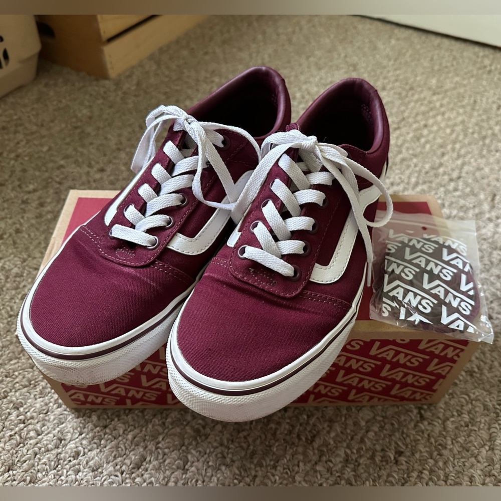 Vans Canvas Burgundy and White Sneakers